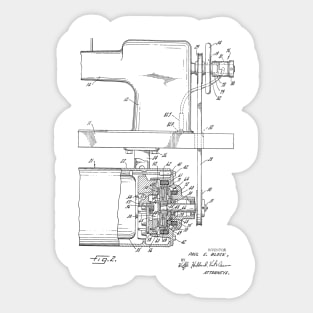 Power Transmission System for Sewing Machine Vintage Patent Hand Drawing Sticker